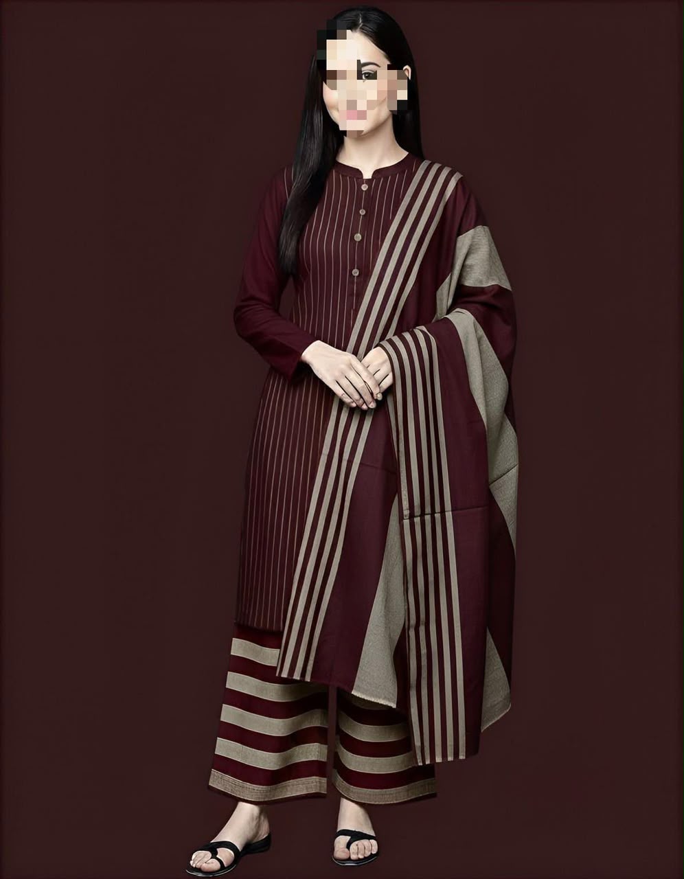susi khaddar winter collection (mehroon)